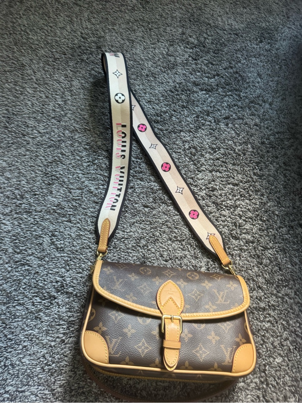 Louis Vuitton Diane Monogram Canvas Crossbody with Natural Tan Trim